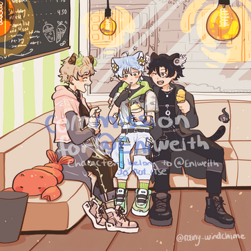 Commission for @Eniweith - three characters + complex background