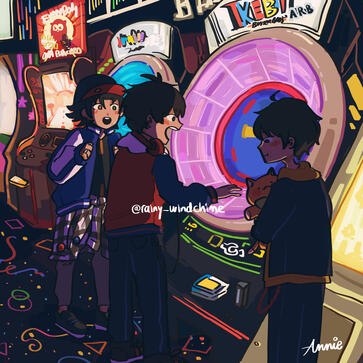 Buster Bros Arcade - 3 characters + complex background