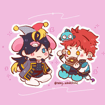 Jyushi and Kuko Sanrio Chibis - two characters + simple background